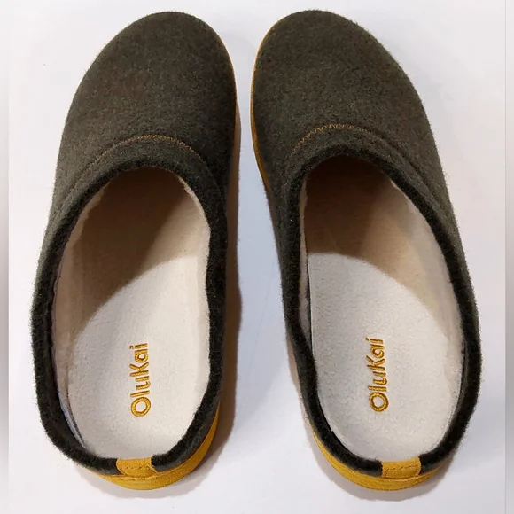 OLUKAI Hāmani Hulu Men's Slippers Mule Sheep Fur Lined Slip On Size 11 M NWOB - Picture 6 of 9